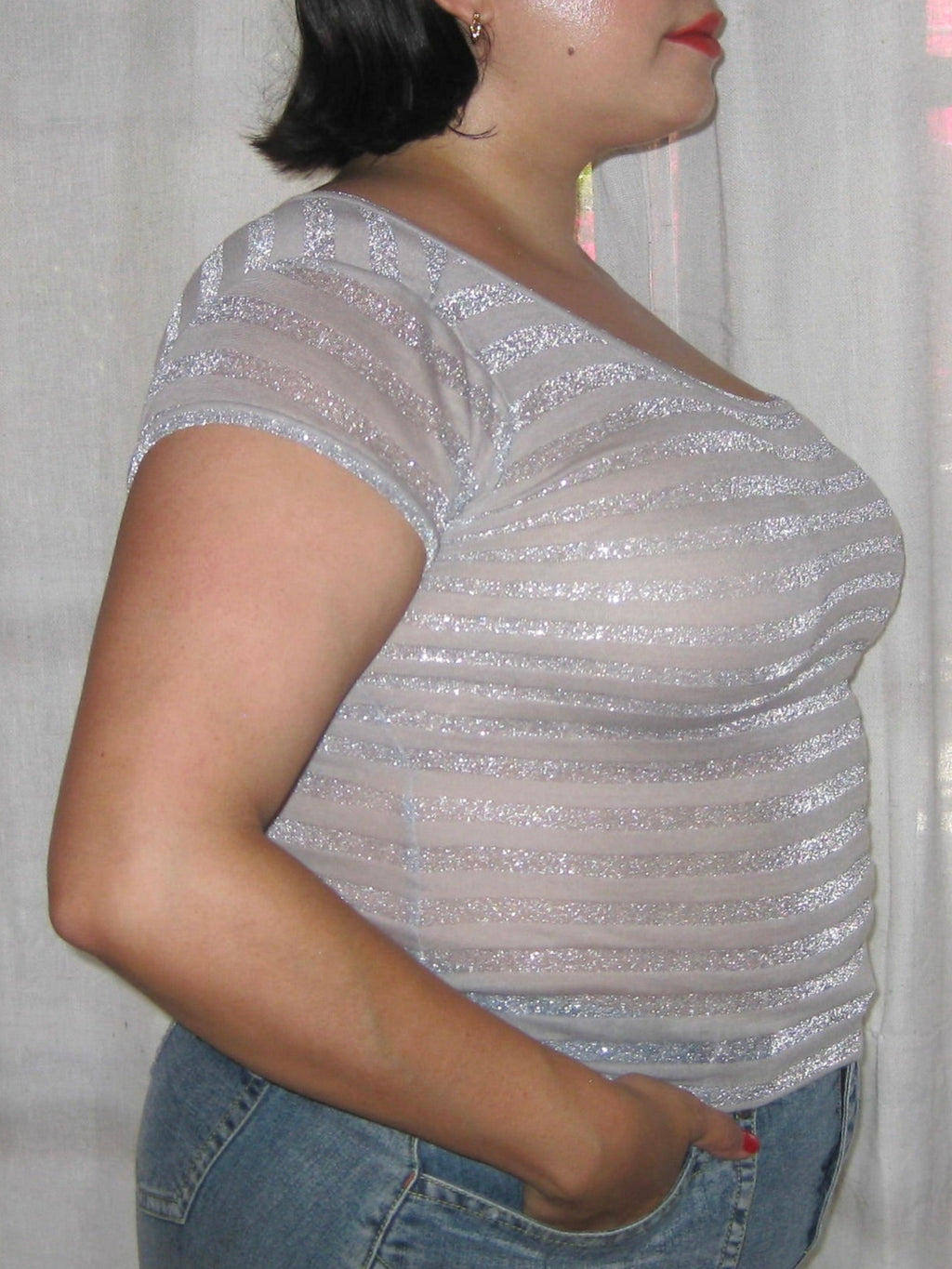 Silver Sparkly Asymmetrical Baby T